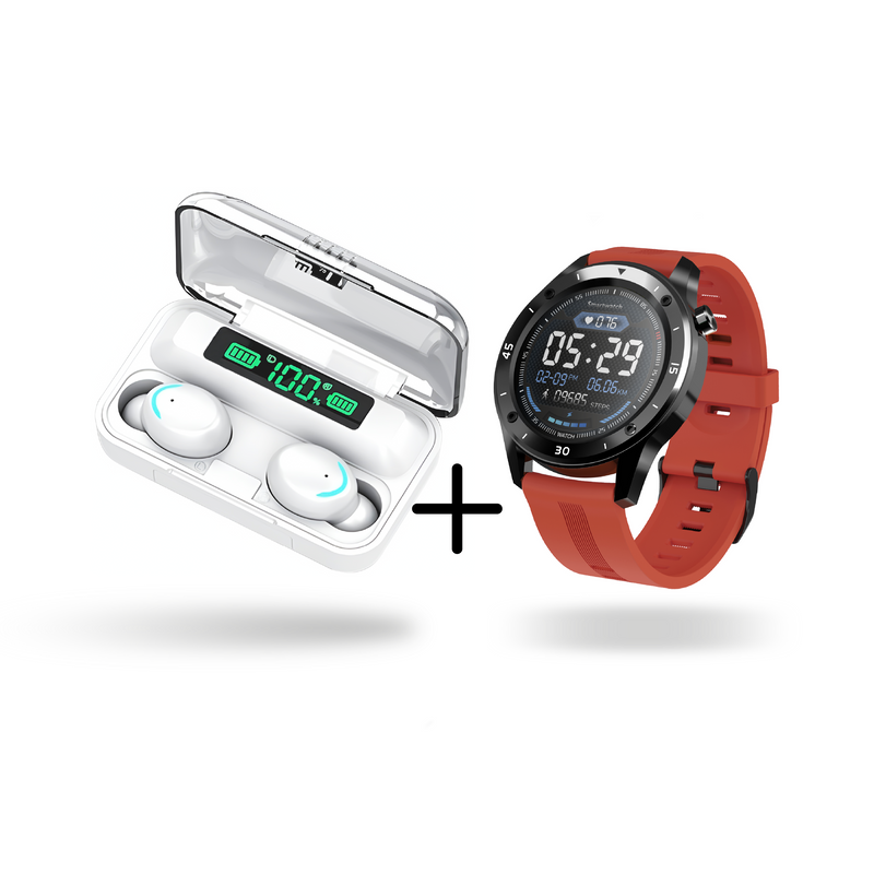 Combo Reloj Inteligente Smart Watch F22 + Audífonos Inalámbricos Bluetooth F9