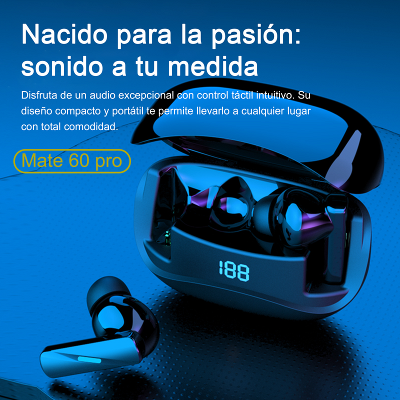 Audífonos Inalámbricos Mate 60 Plus – Compatibilidad Multiplataforma + Carga tipo C
