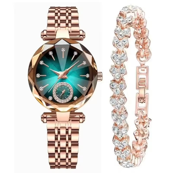 Reloj de Mujer Reginald P719 con Pulsera, Dial Tipo Diamante y Movimiento Japonés