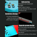 Rendered close-ups of a turquoise BSP-D3 gamepad, highlighting glossy plastic, black backlit buttons with colored symbols, a borderless phone grip with red & blue accents, and a camera protection groove.