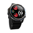 SmartWatch NX9 with black strap & dark gray bezel marked "SOUND UP DOWN". Its vivid AMOLED screen shows 10:09, date, steps (10349), heart rate (104), and temp (103.4). Professional render on white.