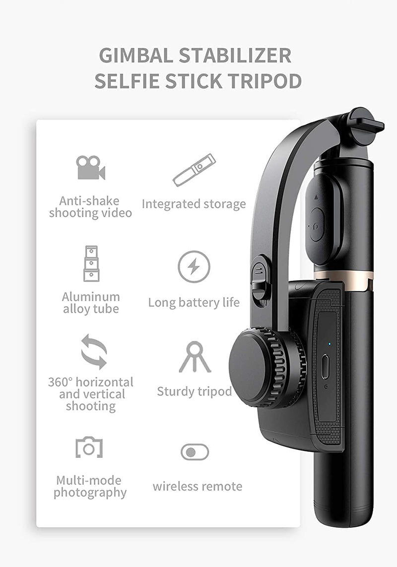 Gimbal Estabilizador Q08 3 en 1 + Trípode + Selfie Stick Bluetooth