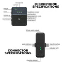 Informational graphic detailing the black SX31 wireless microphone system. Shows TX unit with labeled controls, ports, and LEDs. Receiver features Apple, Type-C, 3.5mm audio outputs, and indicator lights. Highlights noise reduction.