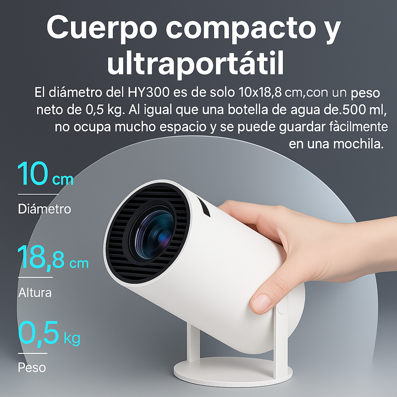 Mini Proyector HY300 4K Android 11 WiFi6 Bluetooth 5.0 Rotable Auto Ajustable