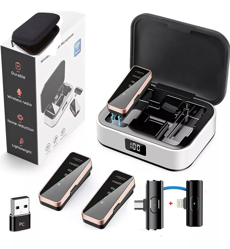 Micrófono Doble Inalámbrico S18Pro para Celular USB-C/Lightning
