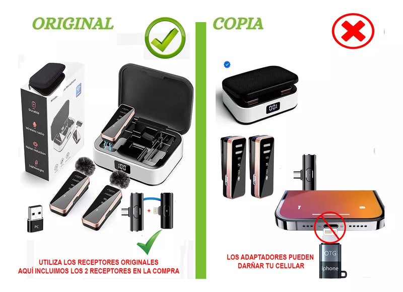 Micrófono Doble Inalámbrico S18Pro para Celular USB-C/Lightning