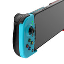 Teal & black BSP-D3 mobile gamepad attached to a smartphone, showing ergonomic grip, black analog stick, colored action buttons (red, green, yellow, blue), power button, and green LED indicators. Studio render.
