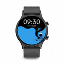 Black Smartwatch ZL73J with a round display showing 09:30 and WED 05/20 over a blue astronaut graphic. Features a textured black silicone strap and two control buttons. Graphic design on white.