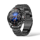 Elegant NX1 Pro Smartwatch: dark gray metallic link strap, numbered bezel. Blue digital display shows 10:09, date, heart rate, steps. Modern design, ideal for calls. High-quality render on white.